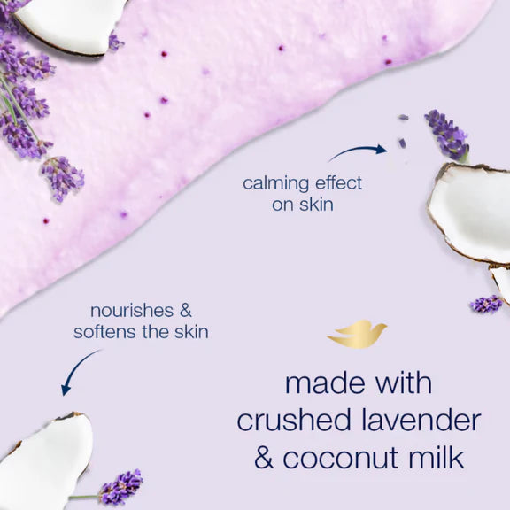 Dove Exfoliating Body Polish Scrub With Crushed Lavender And Coconut Milk - 298 gm