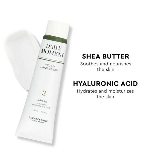 The Face Shop Non-Greasy Vegan Hand Cream - Noon Park With Hyaluronic Acid - 30 ml