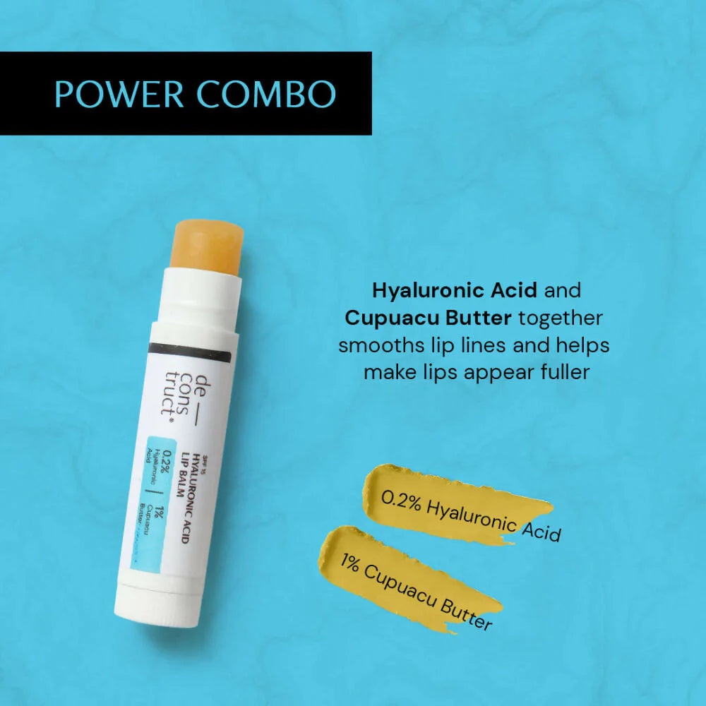 Deconstruct Hyaluronic Acid Lip Balm With 1% Cupuacu Butter - For Fuller lips, Dry Lips, Reduces Flakiness