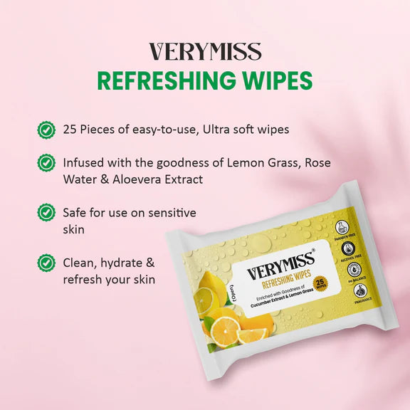 VERYMISS Rose Refreshing Face Wipes - 25 pcs