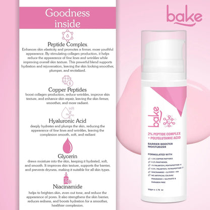 Bake Super Glow+ Glazed Peptide Barrier Repair Moisturizer - 50 gm