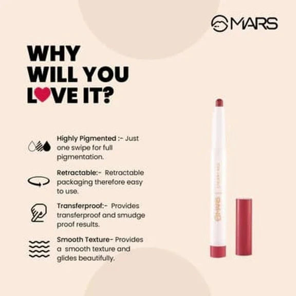 MARS Cosmetics Retractable Poppins Lipstick - Rusted Brown - 1.3 gm