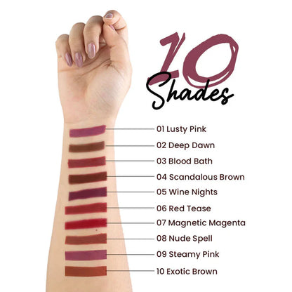 MARS Cosmetics Matte Lip Liner Pack of 10 - Set A - 14 gm