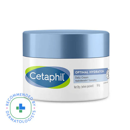 Cetaphil Optimal Hydration Daily Cream, Lightweight, Skin Barrier Protection with Hyaluronic Acid - 50 gm