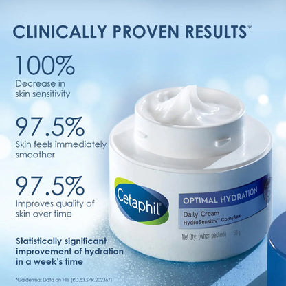 Cetaphil Optimal Hydration Daily Cream, Lightweight, Skin Barrier Protection with Hyaluronic Acid - 50 gm