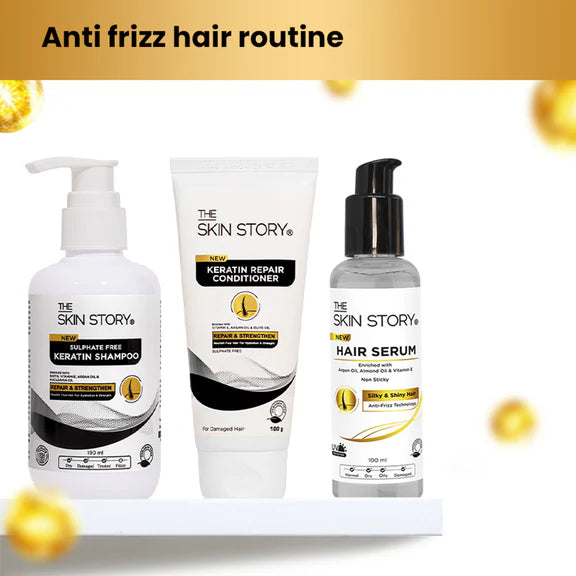 The Skin Story Anti Frizz Hair Serum For Smooth Shiny Silky Hair with Vit E Argan Oil - 100 ml