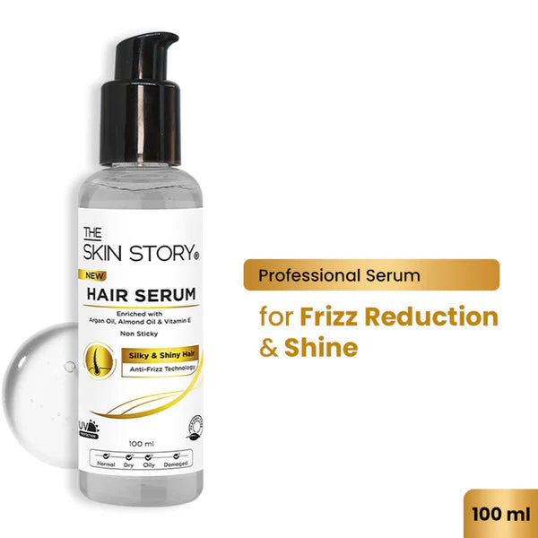 The Skin Story Anti Frizz Hair Serum For Smooth Shiny Silky Hair with Vit E Argan Oil - 100 ml