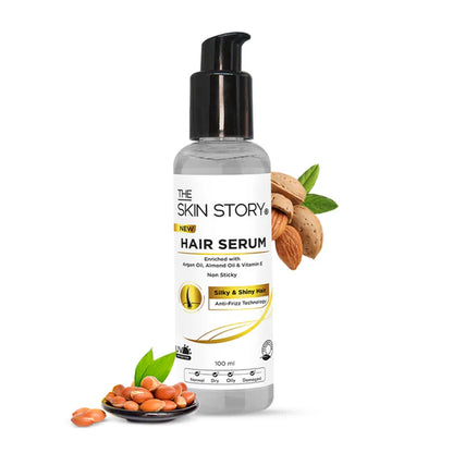 The Skin Story Anti Frizz Hair Serum For Smooth Shiny Silky Hair with Vit E Argan Oil - 100 ml