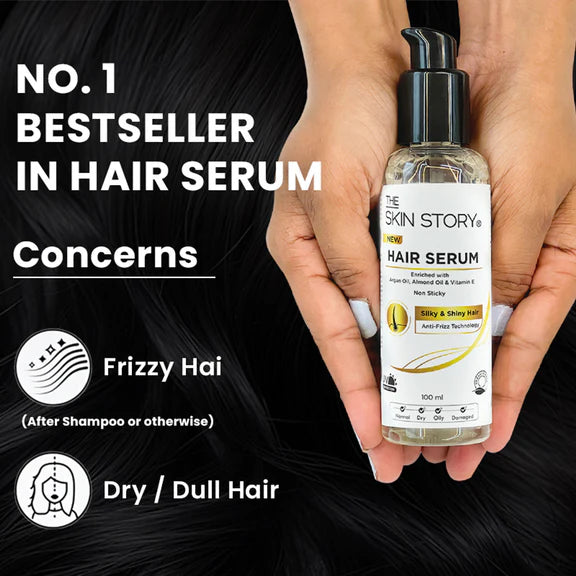 The Skin Story Anti Frizz Hair Serum For Smooth Shiny Silky Hair with Vit E Argan Oil - 100 ml
