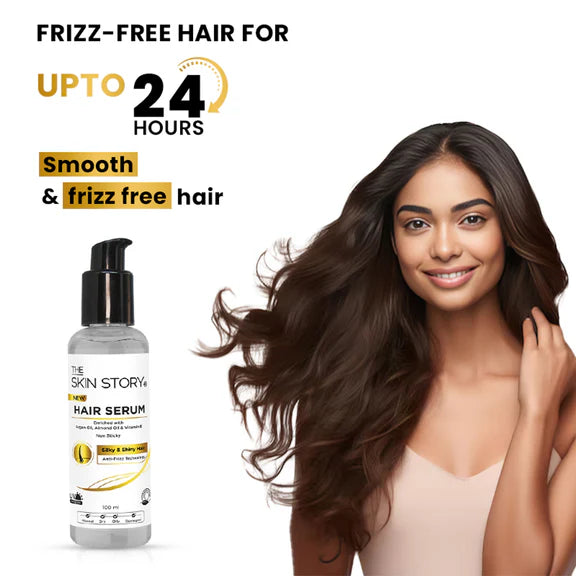The Skin Story Anti Frizz Hair Serum For Smooth Shiny Silky Hair with Vit E Argan Oil - 100 ml