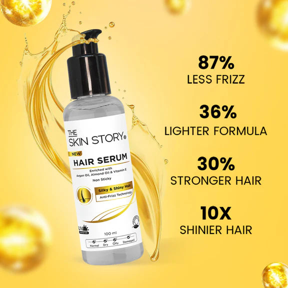 The Skin Story Anti Frizz Hair Serum For Smooth Shiny Silky Hair with Vit E Argan Oil - 100 ml