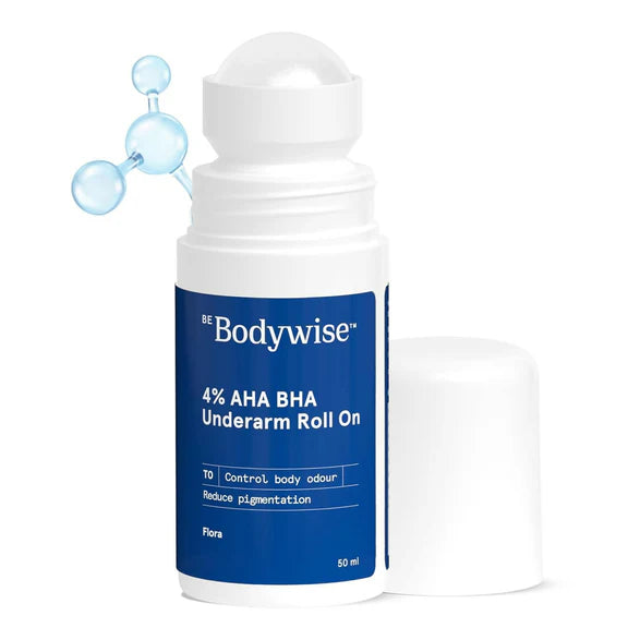 BeBodywise 4% AHA BHA Underarm Roll On For Reduce Pigmentation - Flora Fragrance - 50 ml