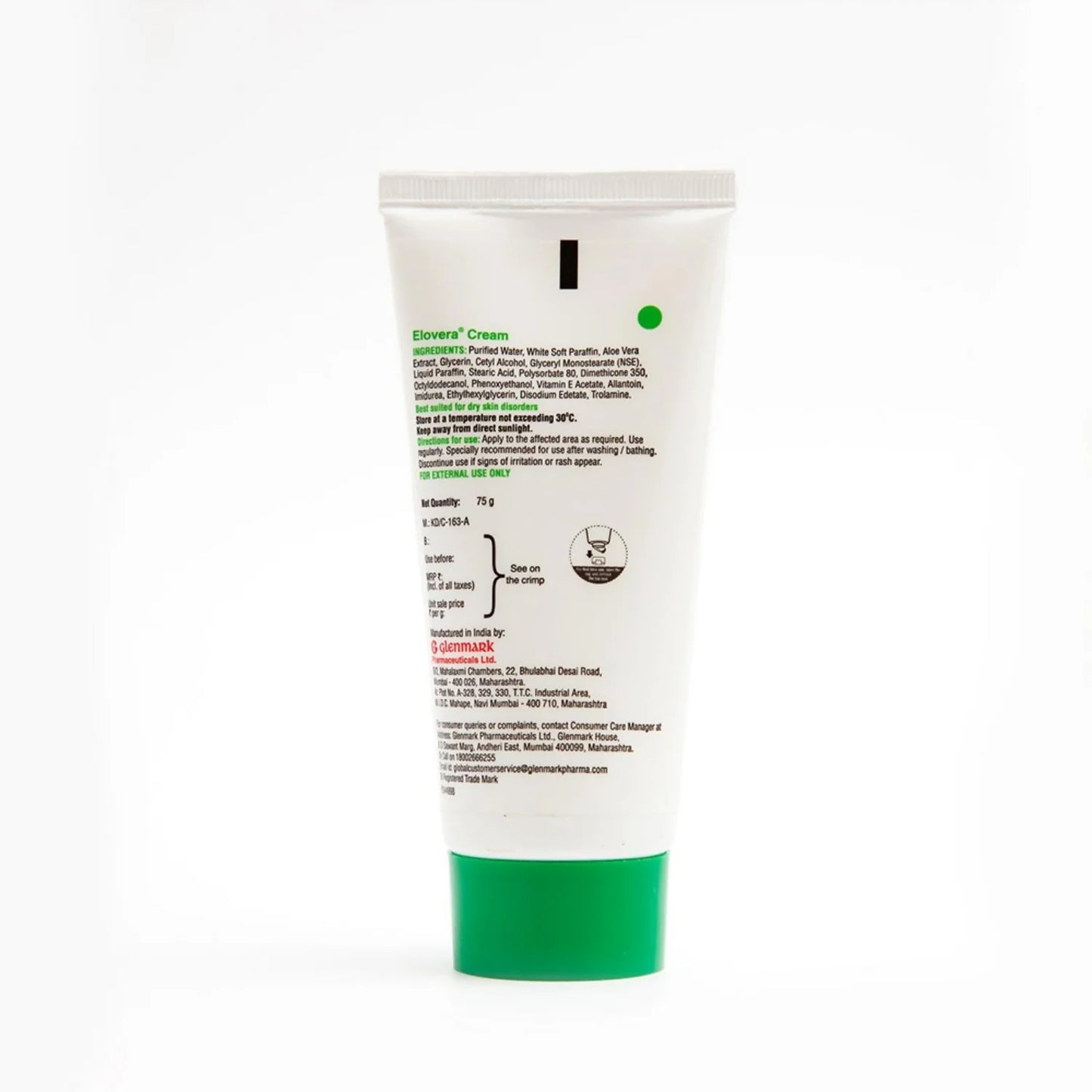 Glenmark Elovera Moisturising Cream For Dry Skin - 75 gm