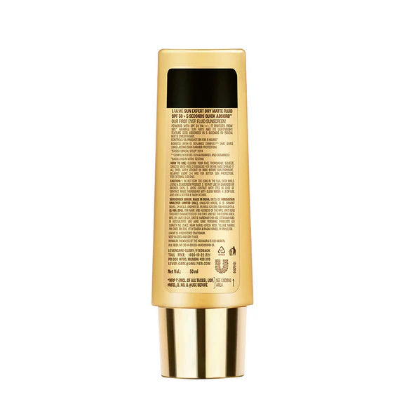 Lakme Sun Expert Dry Matte Fluid SPF 50 PA++++ Sunscreen With 1% Niacinamide & Ceramide - 50 ml