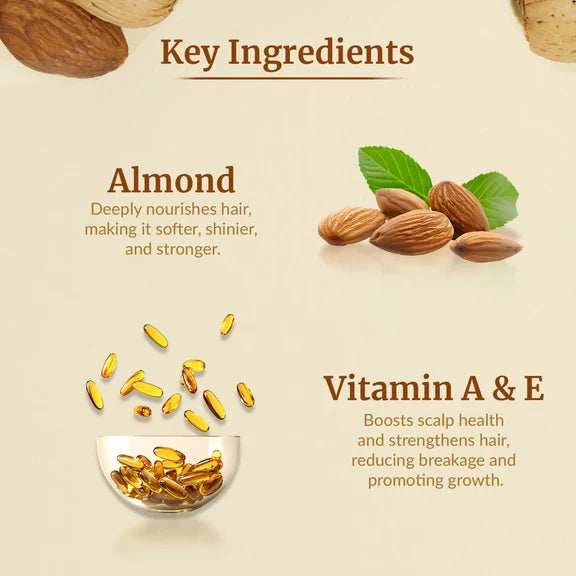 VI-JOHN Naturale Almond Enriched Hair Oil Soft & Shine With Vitamin A,E & F - 300 ml