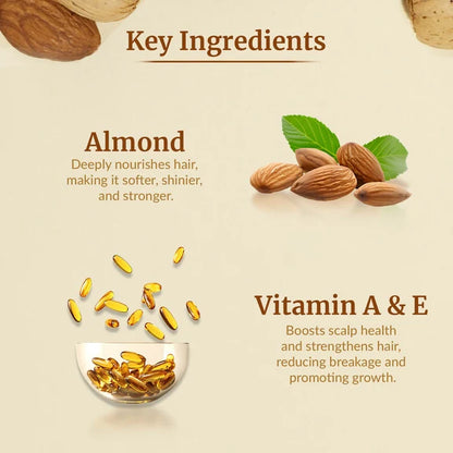 VI-JOHN Naturale Almond Enriched Hair Oil Soft & Shine With Vitamin A,E & F - 300 ml