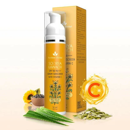Avimee Herbal Soorya Kawach SPF 50 PA++++ Vitamin C Serum Sunscreen - 50 ml