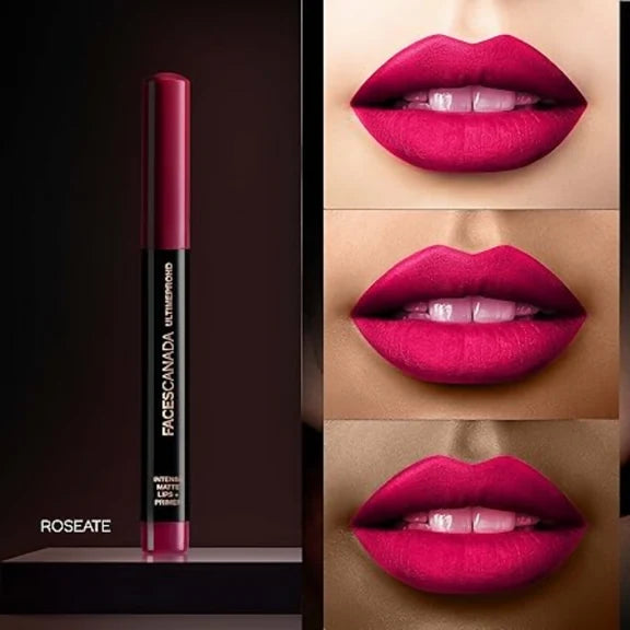 Faces Canada Ultime Pro HD Intense Matte Lipstick + Primer - Roseate (Pink) - 1.4 gm