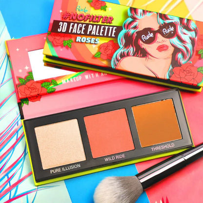 Rude Cosmetics Nofilter 3d Face Palette - Roses - 10.5 gm