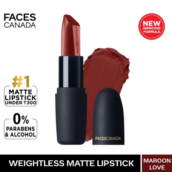 Faces Canada Weightless Matte Finish Lipstick - Maroon Love 06 - 4 gm