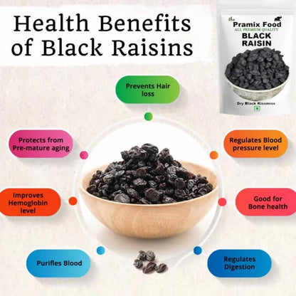 Pramix Food Black Raisins Dry Black Kismis - 800 gm