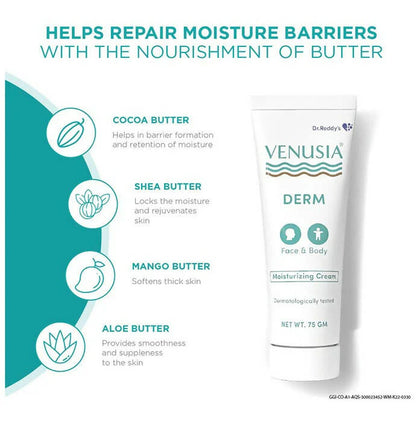 Dr. Reddy's Venusia Derm Moisturizing Cream For Face & Body - 75 gm