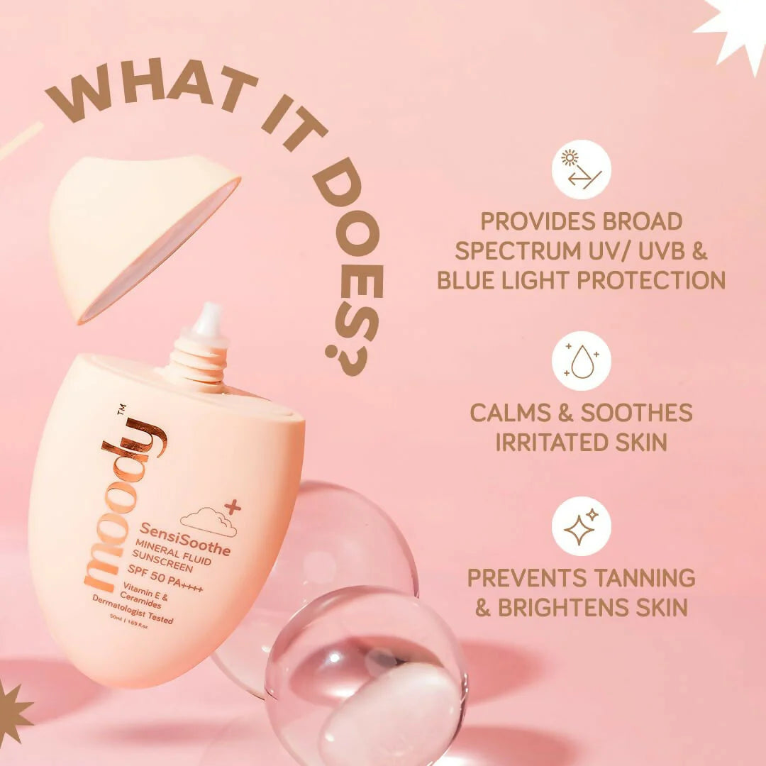 Moody SensiSoothe Mineral Brightening Sunscreen Serum with Ceramides & Rice - 50 ml