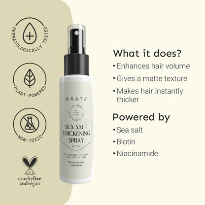 Arata Sea Salt Volumizing Hair Spray Infused with Niacinamide, Biotin & Sea Salt For Instantly Thicker, Full-Bodied Hair - 50 ml