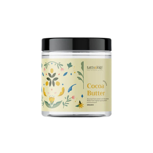 Tattvalogy African Cocoa Butter in Jar Packaging, Raw Unrefined, Body Butter & Moisturizer - 100 gm