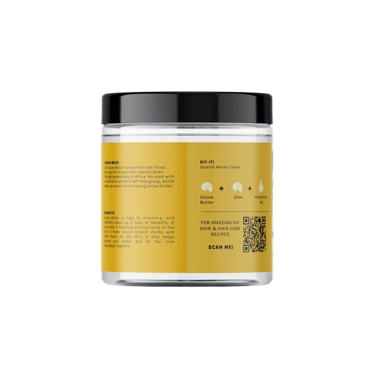 Tattvalogy African Cocoa Butter in Jar Packaging, Raw Unrefined, Body Butter & Moisturizer - 100 gm