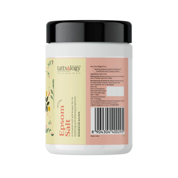 Tattvalogy Pharma Grade Epsom Salt - Muscle Relief, Feet Soak & Relaxing Bath Salt for Ultimate Care - 900 gm