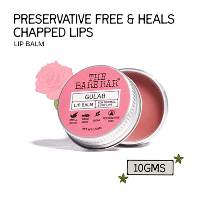 The Bare Bar Berry Blast Lip Balm - Buttery Moisture For Pigmented, Dry Lips - Gulab - 10 gm