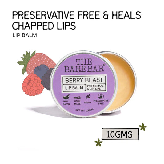The Bare Bar Berry Blast Lip Balm - Buttery Moisture For Pigmented, Dry Lips - Berry Blast - 10 gm