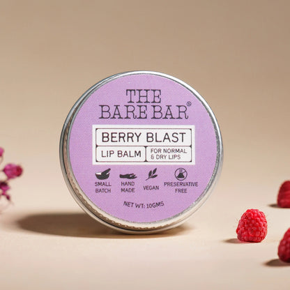 The Bare Bar Berry Blast Lip Balm - Buttery Moisture For Pigmented, Dry Lips - Berry Blast - 10 gm