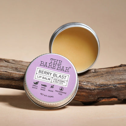 The Bare Bar Berry Blast Lip Balm - Buttery Moisture For Pigmented, Dry Lips - Berry Blast - 10 gm