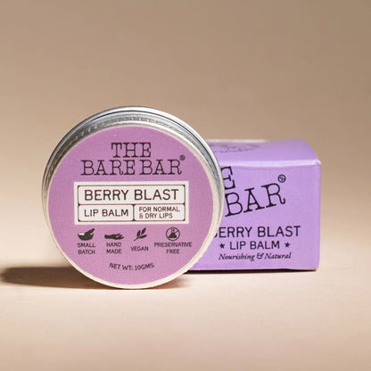 The Bare Bar Berry Blast Lip Balm - Buttery Moisture For Pigmented, Dry Lips - Berry Blast - 10 gm