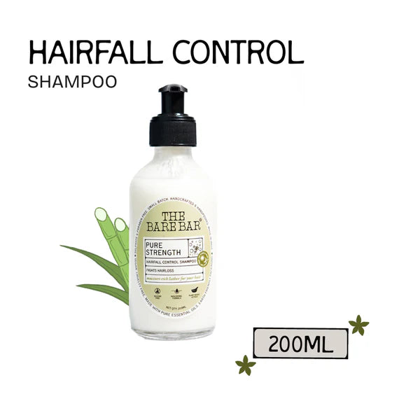 The Bare Bar Pure Strength Shampoo - Exfoliates Scalp, Strengthens Hair & Restores Ph Balance - 200 ml