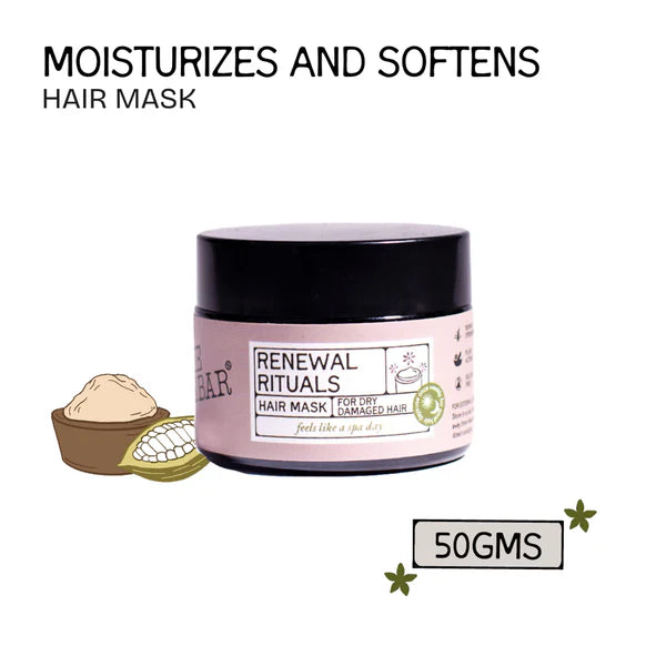 The Bare Bar Renewal Rituals Hair Mask - Deeply Hydrates & Repairs Dry, Damaged Hair Naturally - 50 gm