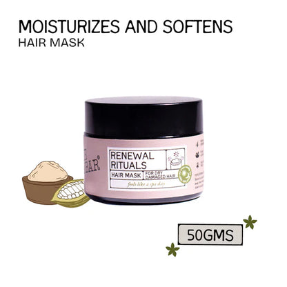 The Bare Bar Renewal Rituals Hair Mask - Deeply Hydrates & Repairs Dry, Damaged Hair Naturally - 50 gm