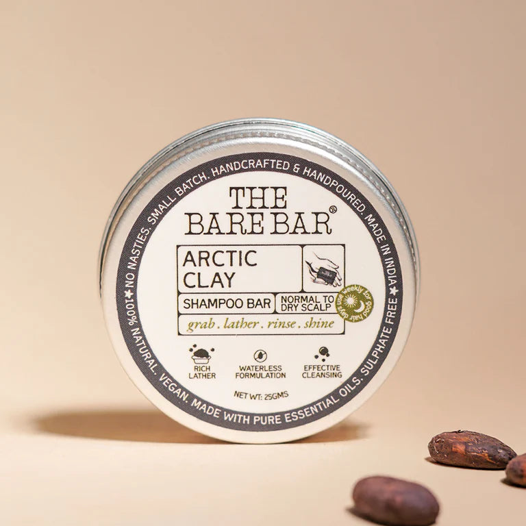 The Bare Bar Arctic Clay Shampoo Bar - Detoxifies Scalp, Boosts Volume & Locks In Moisture - 25 gm