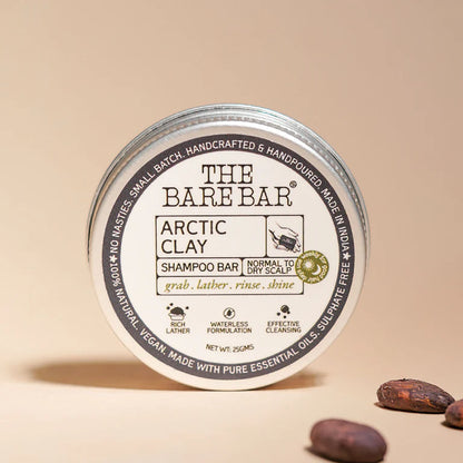 The Bare Bar Arctic Clay Shampoo Bar - Detoxifies Scalp, Boosts Volume & Locks In Moisture - 25 gm