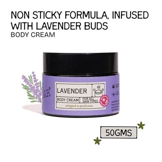 The Bare Bar Lavender Body Cream Floral Sweet Scent With Sandalwood & Lavender - 50 gm