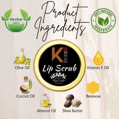KINDED Lip Sugar Scrub Herbal Exfoliator - Beetroot - 10 gm