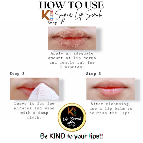 KINDED Lip Sugar Scrub Herbal Exfoliator - Beetroot - 10 gm