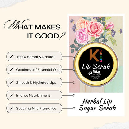 KINDED Lip Sugar Scrub Herbal Exfoliator - Beetroot - 10 gm