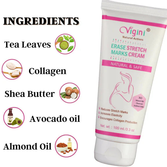 Vigini Natural Actives Stretch Marks Scars Removal Oil Cream - 100 gm
