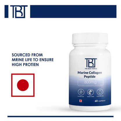 The Body Temple Marine Collagen Peptide 800mg for Healthy & Shiny Hair and Strong Nails - 60 caps
