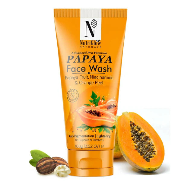 NutriGlow NATURAL'S Advanced Pro Formula Papaya for Skin Brightening & Tan Removal Face Wash - 100 gm