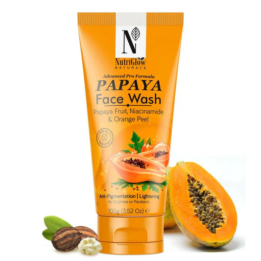 NutriGlow NATURAL'S Advanced Pro Formula Papaya for Skin Brightening & Tan Removal Face Wash - 100 gm