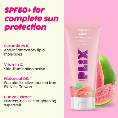 PLIX The Plant Fix SPF 50+ Guava Glow Sunscreen & 10% Vitamin C Guava Face Serum -combo